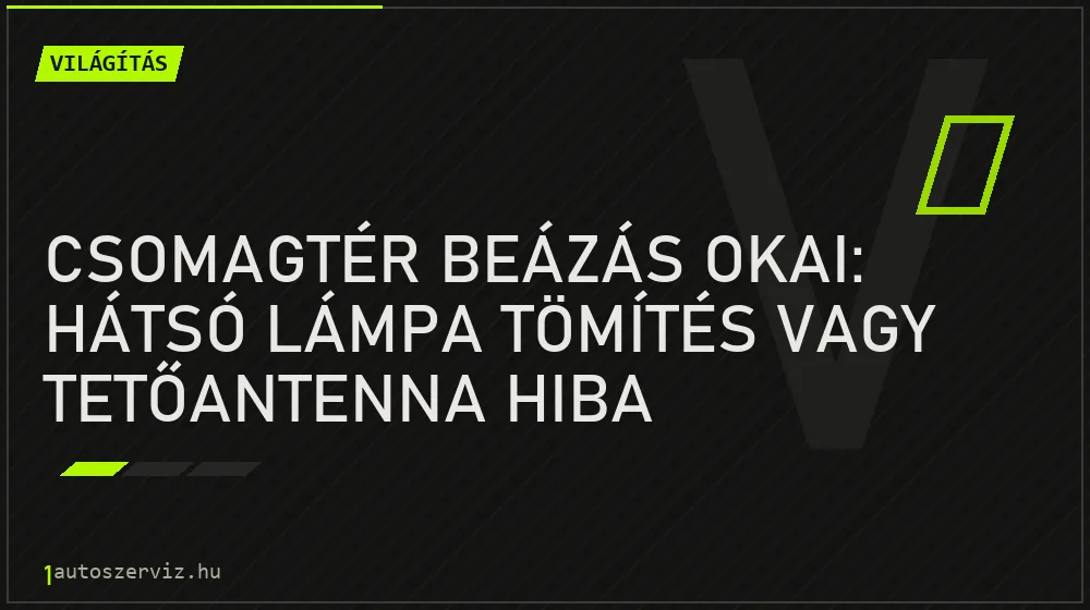 Világítás - Csomagtér beázás okai: Hátsó lámpa tömítés vagy tetőantenna hiba