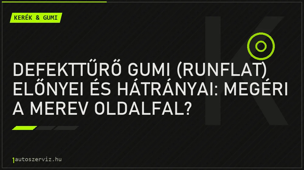 Defekttűrő gumi (RunFlat) előnyei és hátrányai: Megéri a merev oldalfal?
