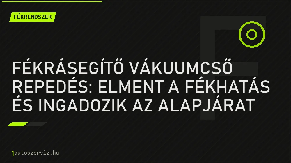 Fékrásegítő vákuumcső repedés: Elment a fékhatás és ingadozik az alapjárat - Fékrendszer