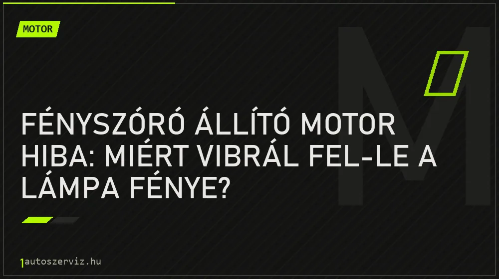Fényszóró állító motor hiba: Miért vibrál fel-le a lámpa fénye? - Motor