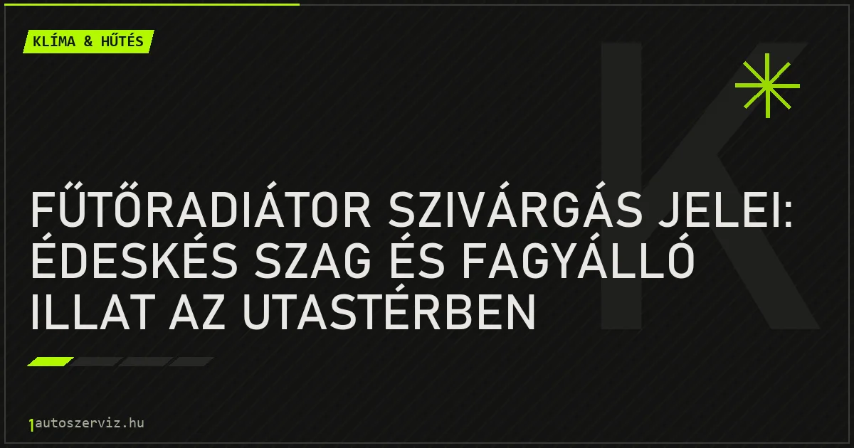 Fűtőradiátor szivárgás jelei: Édeskés szag és fagyálló illat az utastérben - autószerviz Budapest
