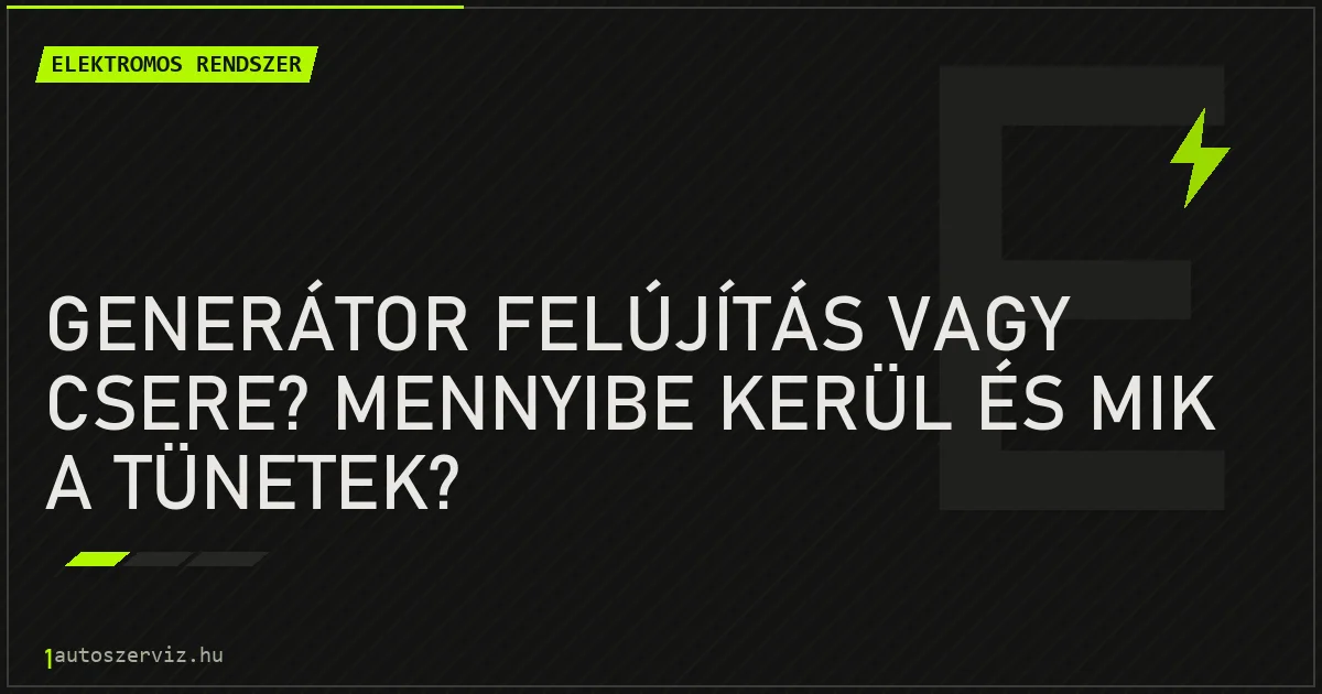 Generátor felújítás vagy csere? Mennyibe kerül és mik a tünetek? - autószerviz Budapest