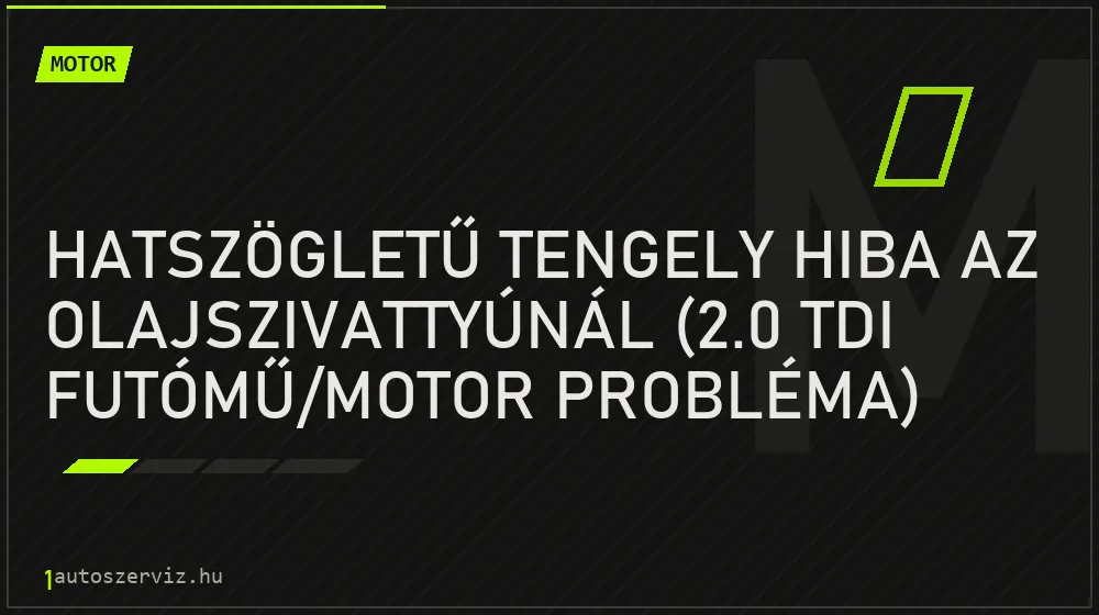 Motor - Hatszögletű tengely hiba az olajszivattyúnál (2.0 TDI futómű/motor probléma)