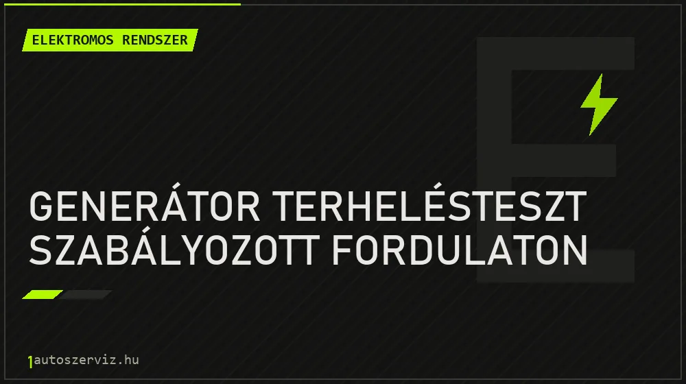 Generátor terhelésteszt szabályozott fordulaton - Elektromos rendszer Budapesten